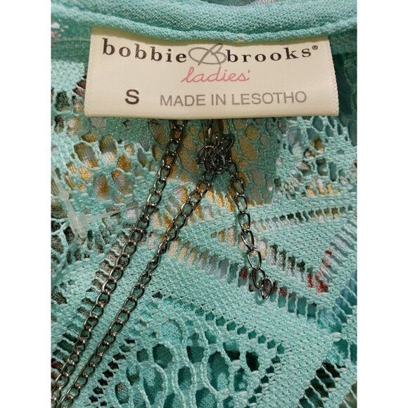 Women's Knit Tops Knot Front Lace Back Necklace Short Sleeve Blouse Small NWT - Picture 9 of 10